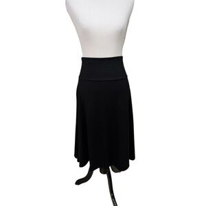 Lularoe Women's L Large Azure Skirt Knee Length Flowy Black Wide Elastic Waist